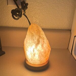 Relaxing Himalayan Salt Lamp with Wooden Base
